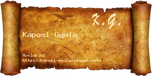 Kaposi Gyula névjegykártya